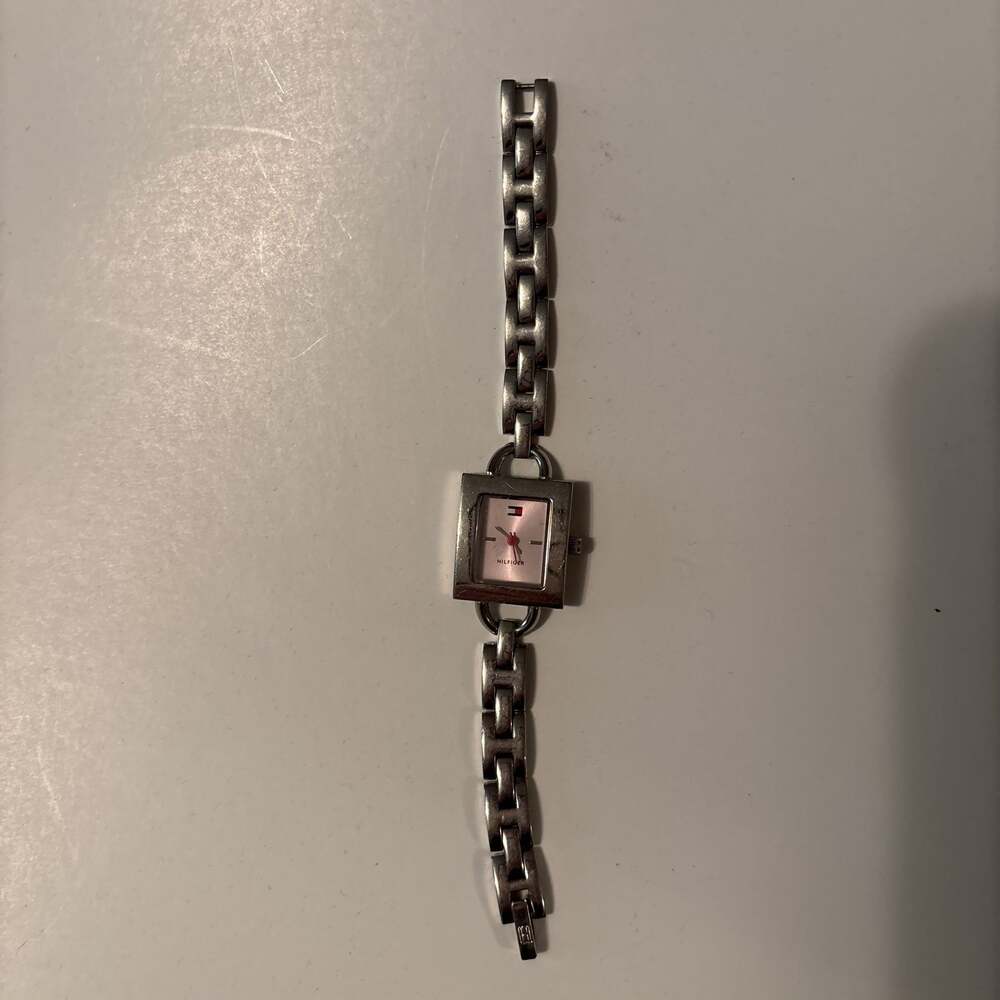 Tommy Hilfiger Ladies Wrist Watch Silver Tone Square